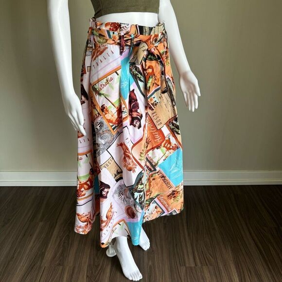 VTG 50’s Style Australia Travel Postcard Print Tie Waist Skirt NWT - Picture 4 of 10